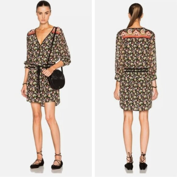 NWT Veronica Beard Venice Silk Mini Dress Pixel Paisley Boho Y2K Chic Retro - Picture 1 of 9